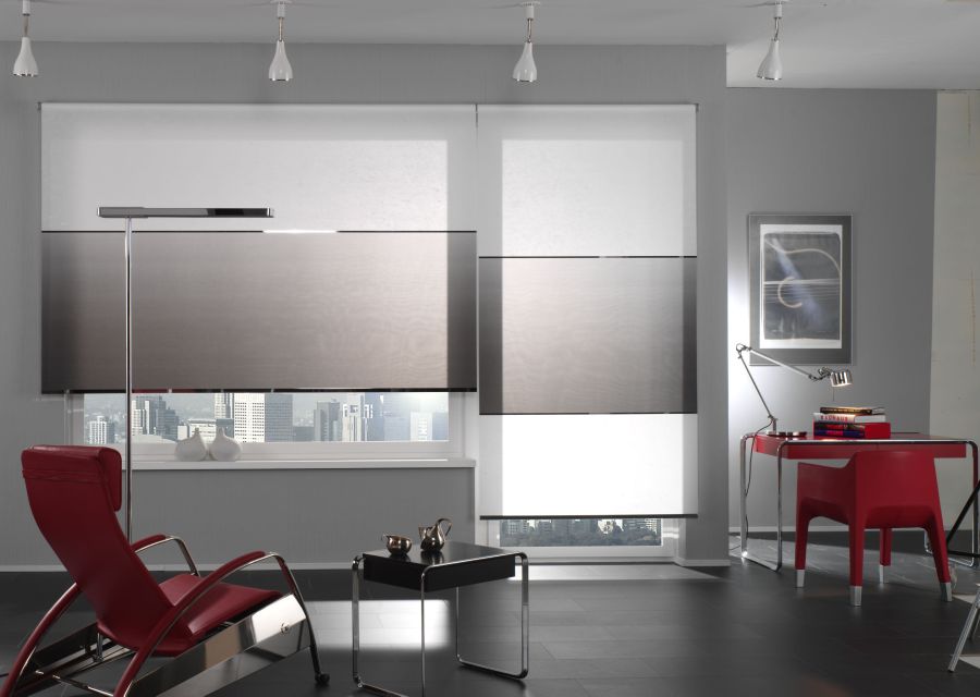 Modernes Wohnzimmer mit Plissees